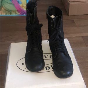 Steve Madden Troopa Black Leather Combat Boots. 8